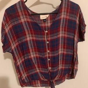 UniversalThreads Flannel ShortWaisted Top, size XS